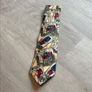 Christian Dior Monsieur silk necktie made in USA Golf Themed Vintage tie